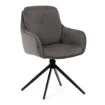 Židle jídelní, 180° otočný mechanismus, lanýžová voděodolná látka, černý kov