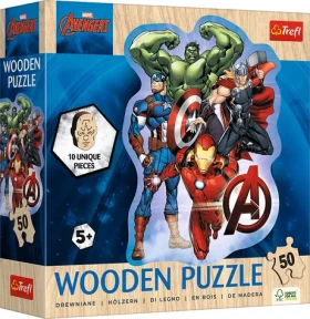 Trefl - Puzzle - Dřevěné obrysové puzzle Avengers a jejich dobrodružství