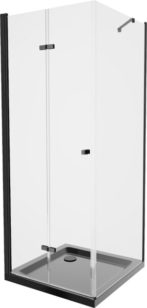 MEXEN/S - Lima sprchový kout zalamovací dveře 90 x 90, transparent, černý + Flat černá vanička se sifonem 856-090-090-70-00-4070B