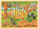 GOKI Dřevěné puzzle Zvířecí mláďátka v lese