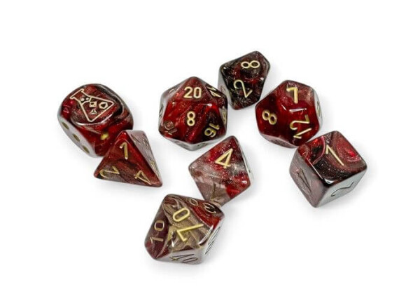 Sada kostek Chessex Borealis Cosmos/Gold Polyhedral 7-Die Set + Bonus Die