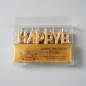 Dortové svíčky "Happy Birthday" bronzové 13ks