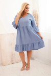 Dámské viskózové šaty Plus Size s ažurovou ozdobou džínová UNI