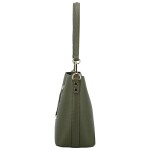 Luxusní dámská kožená kabelka na rameno Bertha, tmavě zelená