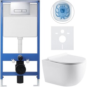 CERANO - Kompletní WC set Profi/Felci - bílá lesklá - WC tlačítko Slim/Chrom - předstěnová instalace - 52,5x36 CER-8050BD54