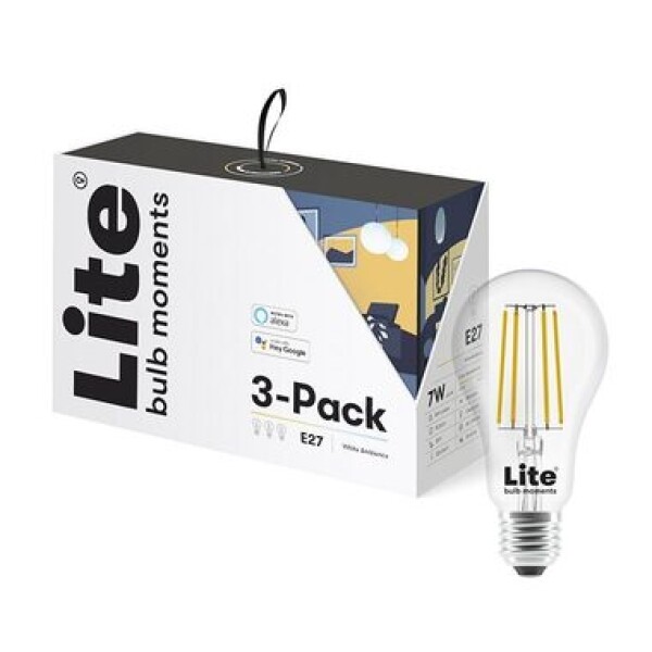 Lite bulb Moments White Ambience E27 Google Home, Amazon Alexa , 3 ks