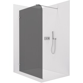 CERANO Sprchová zástěna Walk-in Orbis Round L/P - 8 mm - kulatá vzpěra - chrom, grafitové sklo - 130x200 cm