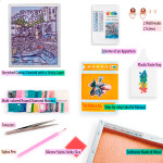 Antistresové omalovánky TSvetnoy TSvetnoy, LG061e, Diamond painting - diamantové malování, 40 x 50 cm, Přístav ve městě