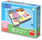 Peppa Pig - Dřevěné kostky 12 ks - Dino