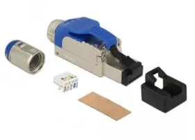 DeLock RJ45 Cat.8.1 modrý / Konektor pro montáž na kabel / Kovové pouzdro (86487)