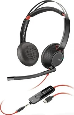 Poly Blackwire C5220 černá / Náhlavní souprava / mikrofon / dvě sluchátka / 3.5mm jack / USB-C (805H3AA)
