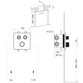 SAPHO - SMART SELECT podomítková sprchová termostatická baterie, box, 2 výstupy, černá mat RP042B