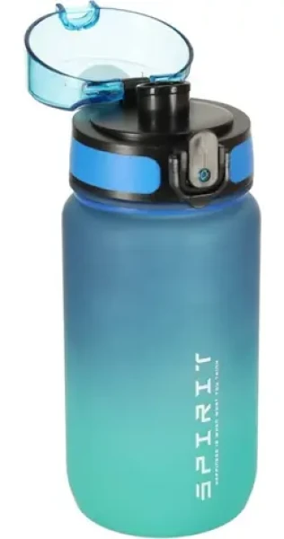 KIK Motivační láhev na vodu 600 ml Blue-Green / Láhev na pití / S odměrkou / Uzávěr s přezkou (KX3071_1)