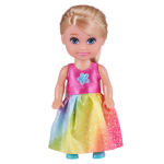 Princezna Sparkle Girlz malá v kornoutku - růžovo-zelené šaty- hnědé vlasy
