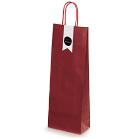50 x Papírové tašky na víno pro 1 láhev 140x390x80mm, červená