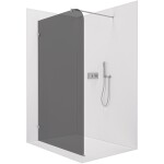CERANO Sprchová zástěna Walk-in Orbis Round L/P - 8 mm - kulatá vzpěra - chrom, grafitové sklo - 140x200 cm