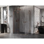 MEXEN/S - Lunar L Duo sprchový kout dveře křídlové levá 90 x 85, transparent, růžové zlato 834L-090L-085P-60-00