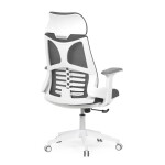 Židle kancelářská, tmavě šedá síťovina MESH, bílý plast, plastový kříž