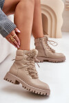 Zateplené botky traperky na zip z eko kůže béžové Willatta 38