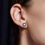 Stříbrné náušnice s perlou a lapis lazuli Margaux – stříbro 925/1000, Modrá Bílá