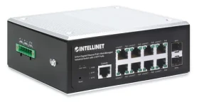 Intellinet 8-Port Gigabit PoE+ Switch / Switch / Managed L2+/L3 / 2x SFP / DIN lišta / IP30 (508278)