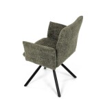 Židle jídelní, zelená látka, černý kov, otočný mechanismus 90°/90° (L/P) - funkce reset