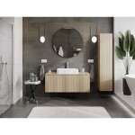 MEXEN/S - Rivel koupelnová skříňka pod umyvadlo 120 cm s deskou, 1 šuplík, reliéf , dub 91A20-12047-1-BFC81
