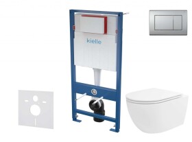 Kielle - Genesis Set předstěnové instalace, klozetu Oudee Vortex, sedátka softclose a tlačítka Gemini III, matný chrom 30505SS86