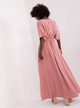 Prašně růžové maxi šaty s krátkým rukávem od ZALUNY