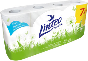 Toaletní papír Linteo Classic, 7+1 rolí, bílý, 2-vrstvý