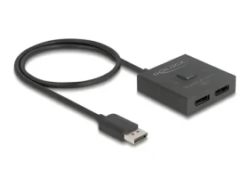 Delock DisplayPort Switch 2:1 černá / Přepínač / Obousměrný / 8K / 50 cm (18906)