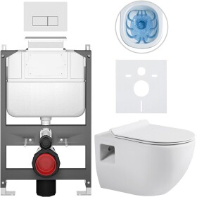 CERANO - Kompletní WC set Basic/Dure - bílá lesklá - WC tlačítko Modulo/Bílá - ovládání shora - předstěnová instalace - 51x35 CER-8050BD85882