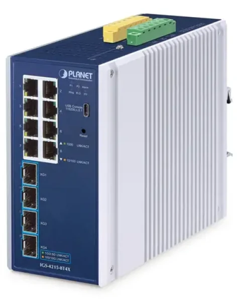 PLANET IGS-4215-8T4X / Switch průmyslový / L2/L4 / 8x GbE RJ-45 / 4x SFP / DIN / IP30 (IGS-4215-8T4X)