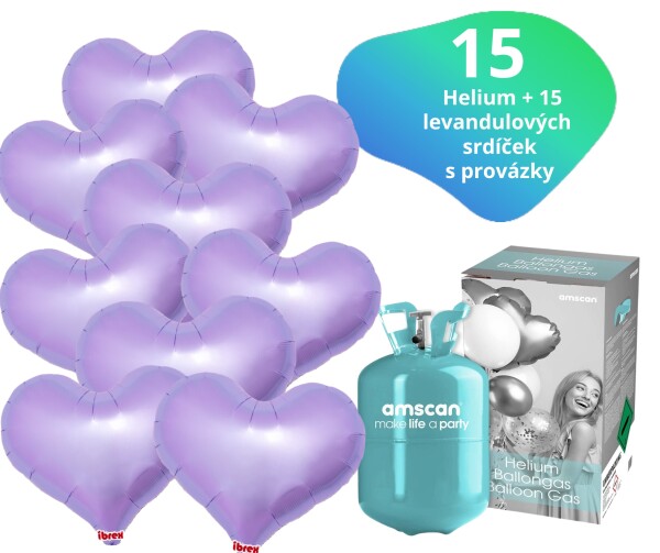 Helium set - helium a balónky IBREX srdce levandulové 15 ks - Balonky.cz Helium set - helium a balónky IBREX srdce levandulové 15 ks - Balonky.cz