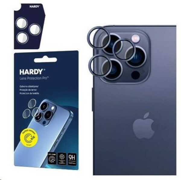 3mk HARDY Lens Protection Pro skla na fotoaparát pro Apple iPhone 15 Pro Max Blue (5903108573368)