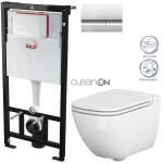 ALCADRAIN Sádromodul - předstěnový instalační systém s chromovým tlačítkem M1721 + WC CERSANIT CLEANON CASPIA + SEDÁTKO AM101/1120 M1721 CP1