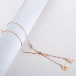 Ocelový náhrdelník se zirkony Ceferina Gold - chirurgická ocel, hvězdy, Zlatá 40 cm + 5 cm (prodloužení)