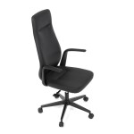 Kancelářské křeslo, černá ekokůže, houpací mechanismus s aretací ve 3 polohách, kovový kříž, kolečka pro tvrdé povrchy