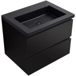 CERANO - Koupelnová skříňka Carole - černá matná + umyvadlo z lit. mramoru Ovo - černá matná - 70,5x53x46,5 CER-8050BD85870