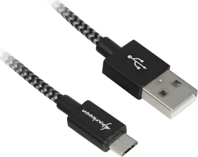 Sharkoon USB-A na USB-B černá/šedá / USB kabel / USB 2.0 / Opletený, hliníkový / 2 m (4044951027019)