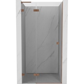 MEXEN/S - Lunar L sprchové dveře křídlové levé 80, transparent, měď kartáčovaná 834L-080-000-65-00-L