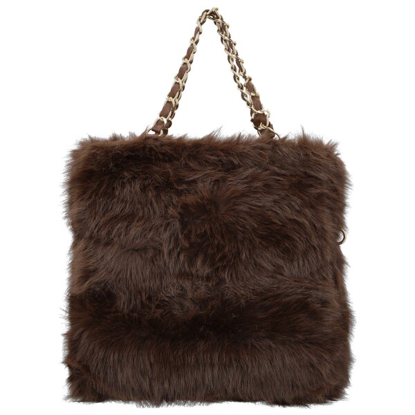 Módní dámská plyšová kabelka do ruky Lilith, tmavě hnědá