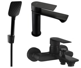 MEXEN - Royo R62 Set umyvadlové a vanové baterie s příslušenstvím, černá 72203R62-70