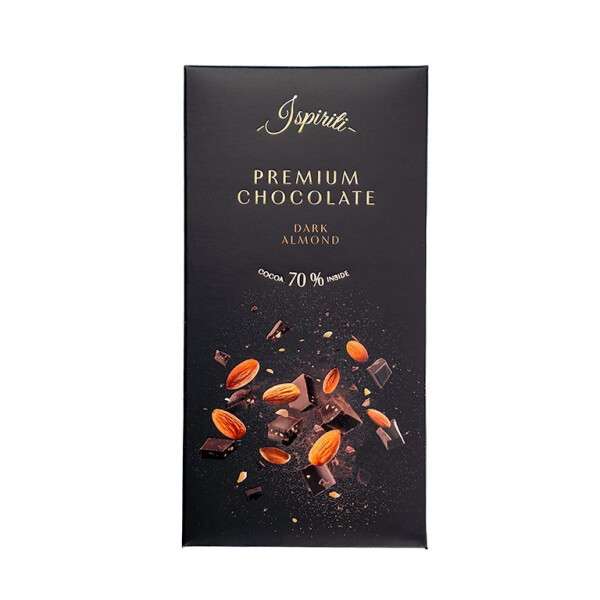 ISPIRITI Hořká čokoláda 70% s kousky mandlí 80g