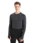 ICEBREAKER Mens 125 ZoneKnit LS Crewe, Jet Heather/Black/Metro Heather velikost: L