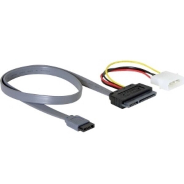 DeLock Kabel SATA All-in-One Molex + SATA 7pin - SATA 22pin 0.4m červená (84230)