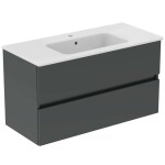 IDEAL STANDARD - Eurovit+ Skříňka s umyvadlem, 55x100x44 cm, 2 zásuvky, tmavě šedá R0575TI