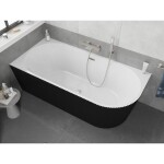 MEXEN/S - Silo volně stojící rohová vana levá reliéf 170 x 80, bílá/černá, sifon a přepad nikl kartáčovaný 52891708075L-97