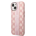 Pouzdro Karl Lagerfeld Monogram Vertical Stripe iPhone 14 Plus růžové