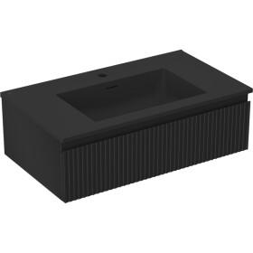 MEXEN/S - Rivel koupelnová skříňka 80 cm s umyvadlem Otis, 1 šuplík, reliéf , černá mat 91A20-08023-1-BF71-W18M71